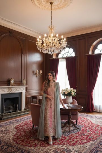 Embroidered Long Dress – Soft Pastel Elegance