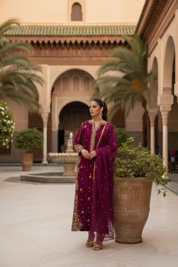 Embroidered Straight Kurta Set with Dupatta