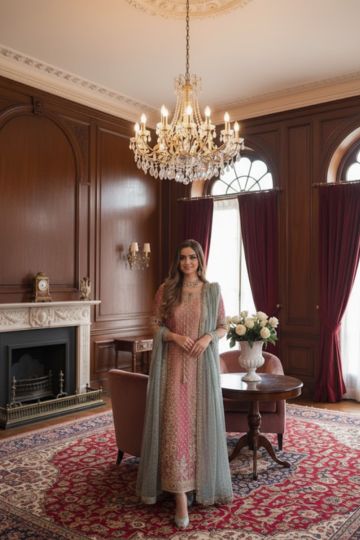 Embroidered Long Dress – Soft Pastel Elegance