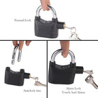 Alarm Padlock Anti-Theft Siren Lock with 3 Keys for Bike, Gate & Door