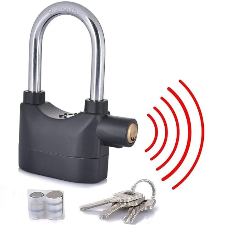 Alarm Padlock Anti-Theft Siren Lock with 3 Keys for Bike, Gate & Door