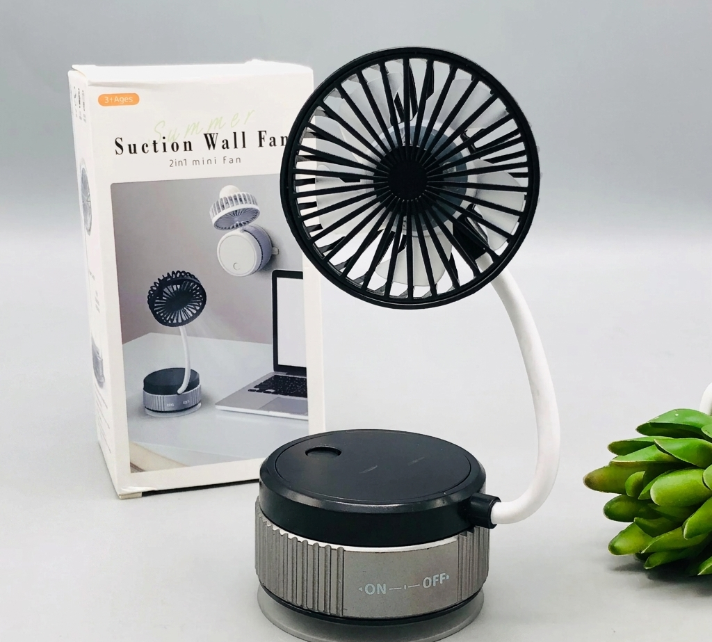 Sticky Mini Desk Fan with Flexible Neck Portable USB Rechargeable Fan