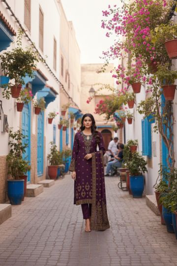 Premium Embroidered Purple