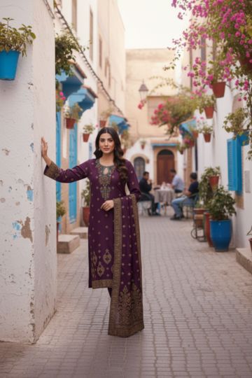 Premium Embroidered Purple