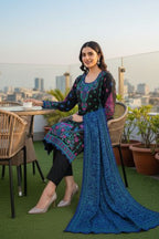 Premium Embroidered Black Multicolor