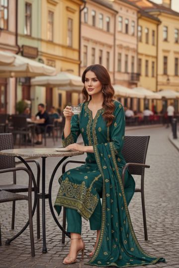 Premium Embroidered Teal Green