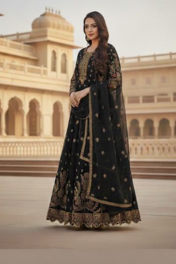 Premium Embroidered Black Lehenga Set
