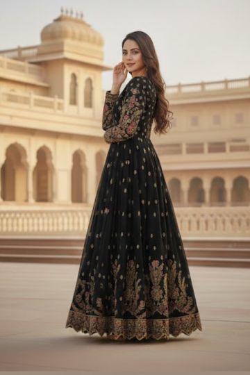 Premium Embroidered Black Lehenga Set
