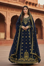 Premium Embroidered Navy Blue Lehenga Set