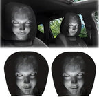 Creepy Face Car Headrest Cover – Stretchable Horror Headrest Protector | Funny Scary Car Interior Decoration & Prank Accessory