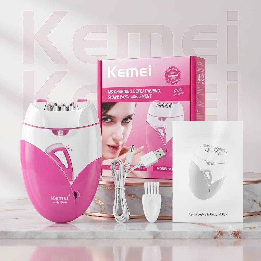 Kemei KM-189 Ladies Epilator – Rechargeable Cordless Hair Remover for Women with 2-Speed Precision Epilation