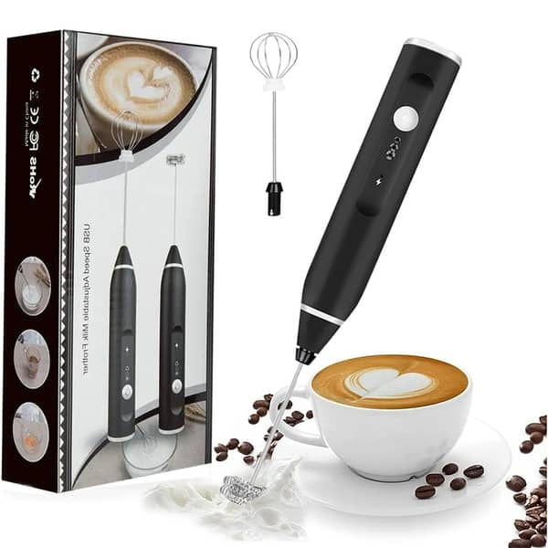 2-in-1 Rechargeable Coffee Beater & Milk Frother – 3-Speed Electric Handheld Whisk for Coffee, Latte, Cappuccino & Eggs
