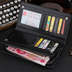 Baellerry Long Leather Wallet for Men Multi-Slot Zipper Clutch