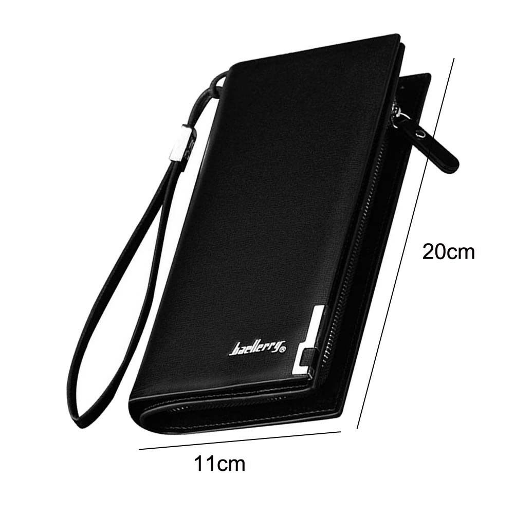 Baellerry Long Leather Wallet for Men Multi-Slot Zipper Clutch