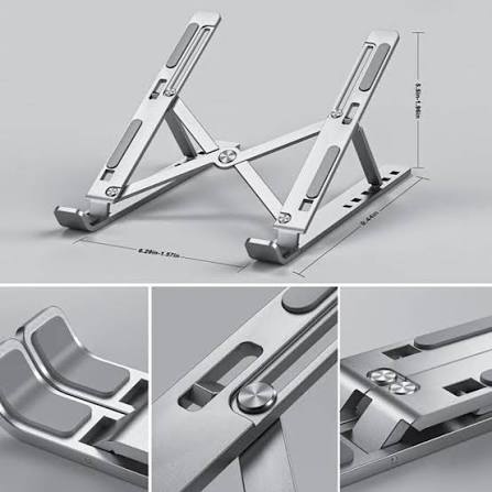 Metal Laptop Stand – Portable Foldable Adjustable Aluminum Laptop Holder for Desk & Office