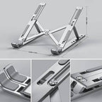 Metal Laptop Stand – Portable Foldable Adjustable Aluminum Laptop Holder for Desk & Office