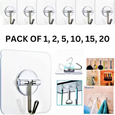 Self Adhesive Screw Hook Stickers – Strong Wall Hanging Hooks for Kitchen, Bathroom, Clothes, Keys & Home Organization | Pack of 10/20/30