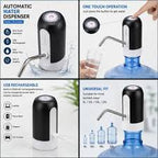 Electric Water Bottle Pump for 19L Bottles – USB Rechargeable Automatic Water Dispenser with One-Touch Operation