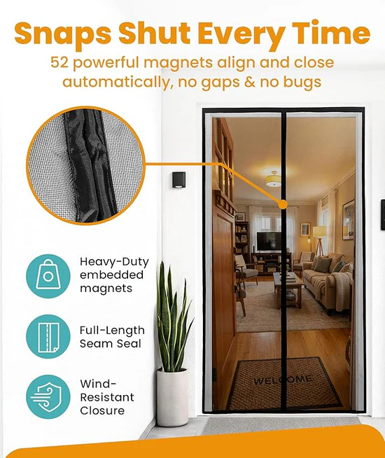 Magnetic Mesh Screen Door 52 Magnet Auto-Close Bug