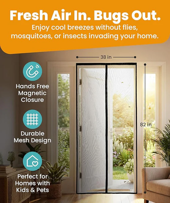 Magnetic Mesh Screen Door 52 Magnet Auto-Close Bug