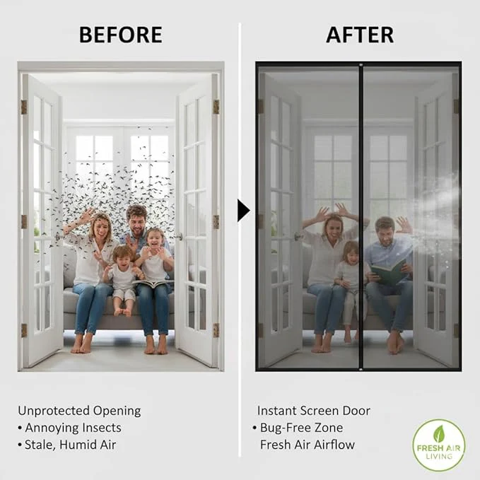 Magnetic Mesh Screen Door 52 Magnet Auto-Close Bug