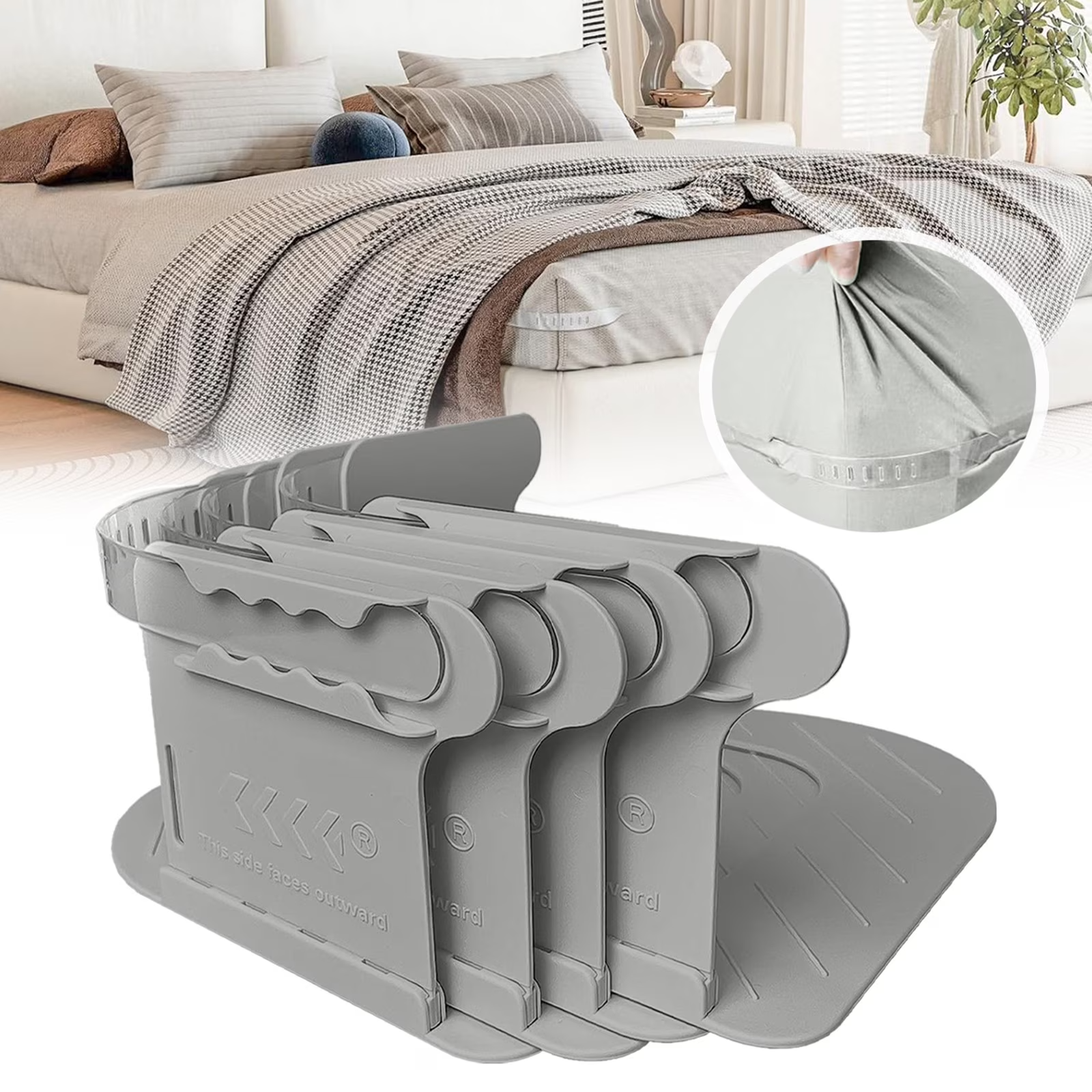Premium Bedsheet Gripper Clips – Non-Slip Bed Sheet Holders for Tight & Wrinkle-Free Bedding | Easy Mattress Fasteners (Set of 4)
