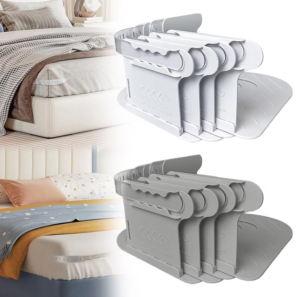 Premium Bedsheet Gripper Clips – Non-Slip Bed Sheet Holders for Tight & Wrinkle-Free Bedding | Easy Mattress Fasteners (Set of 4)