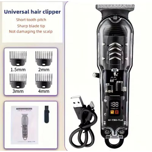 Daling Professional Hair Clipper Transparent Body & LED Display