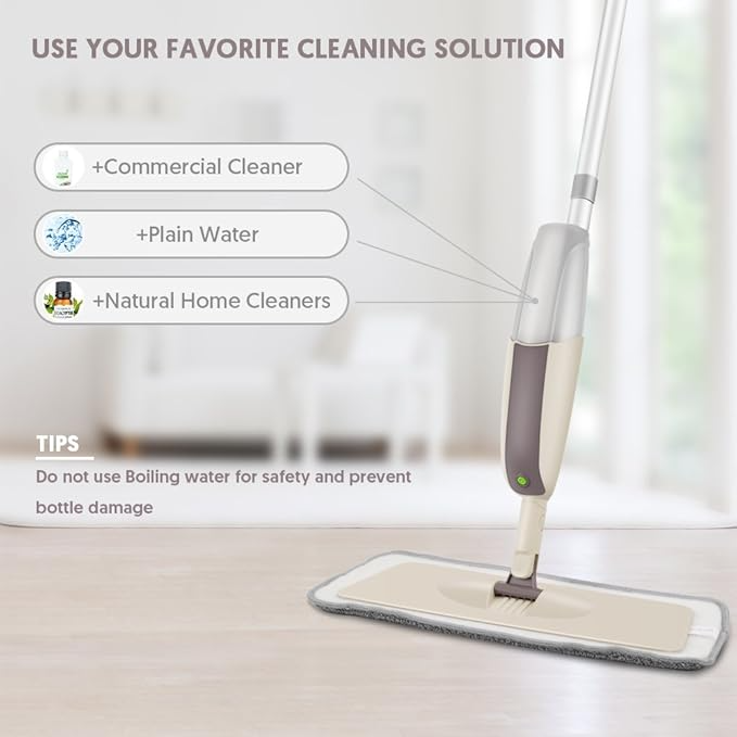Spray Mop with Refillable Bottle Microfiber Flat Mop for Home Cleaning